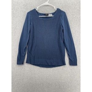 Ann Taylor Women's Pullover Knit Sweater Solid Blue Size Medium Long Sleeve